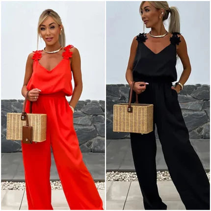 🔥New Products Hot Sale🔥Women's Sleeveless Wide Leg Jumpsuit