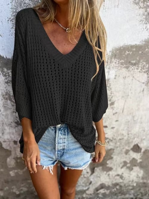 V-neck Hollow Knitted Top🍀