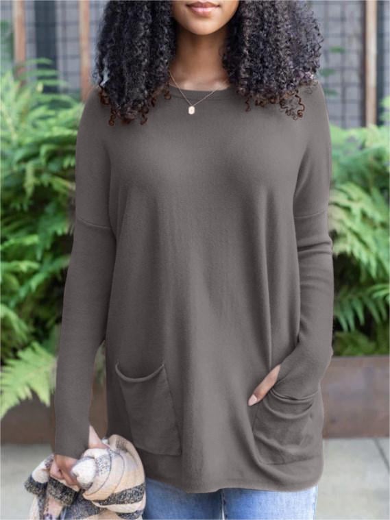 💥HOT SALE 49% OFF💥LONG SLEEVE THUMBHOLE SWEATER POCKET TUNIC💥