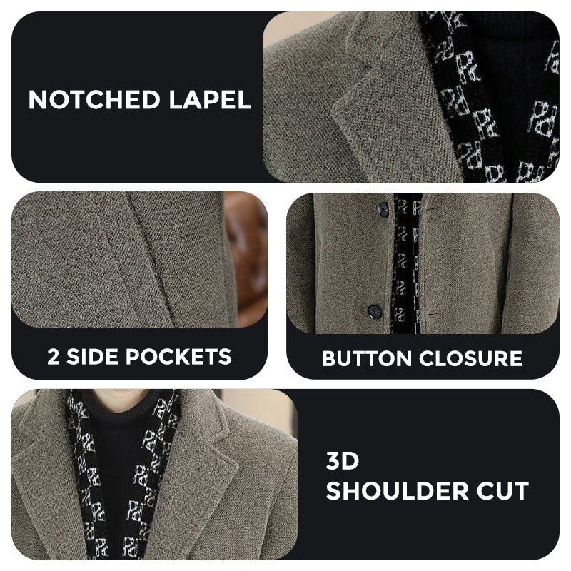 ✅Free Shipping✈️Men’s Stylish Notched Lapel Winter Tweed Jacket with White Duck Down Lining