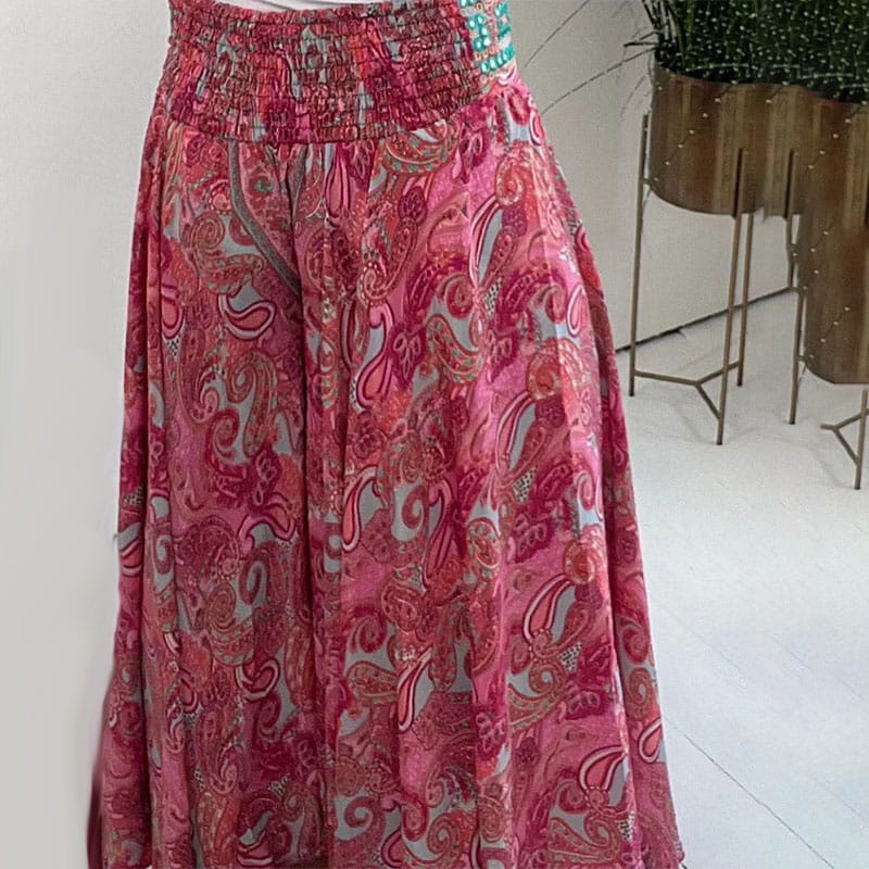 🌺2025 NEW SALES - 50% OFF🌺Ethnic Paisley Print Elastic Patchwork-Waist Lightweight Pants