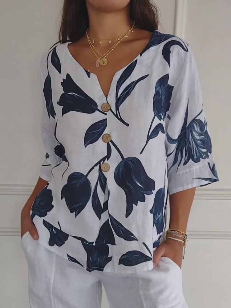 🔥2025 Hot Sale🔥🌷Printed V-neck Tunic Top🌷