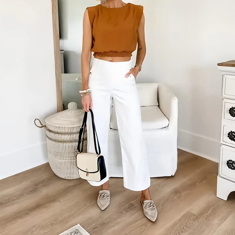 🔥2025 HOT SALE🔥Stretch Twill Cropped Wide Leg Pants