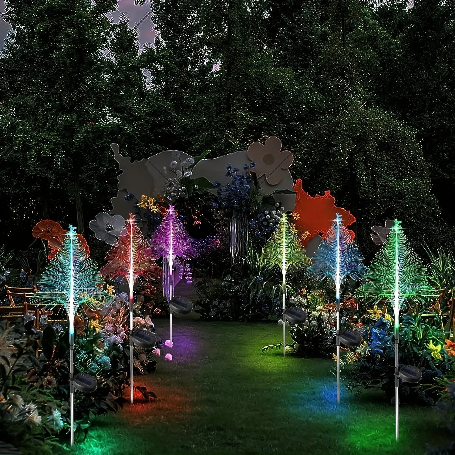 🎄7 Color Changing Solar Christmas Trees Lights🎄