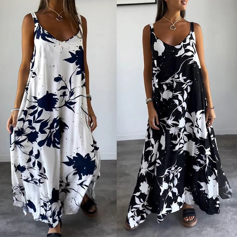 🔥HOT SALE 50% OFF🔥Women's Floral Spaghetti Strap Sleeveless Backless Flowing Dress