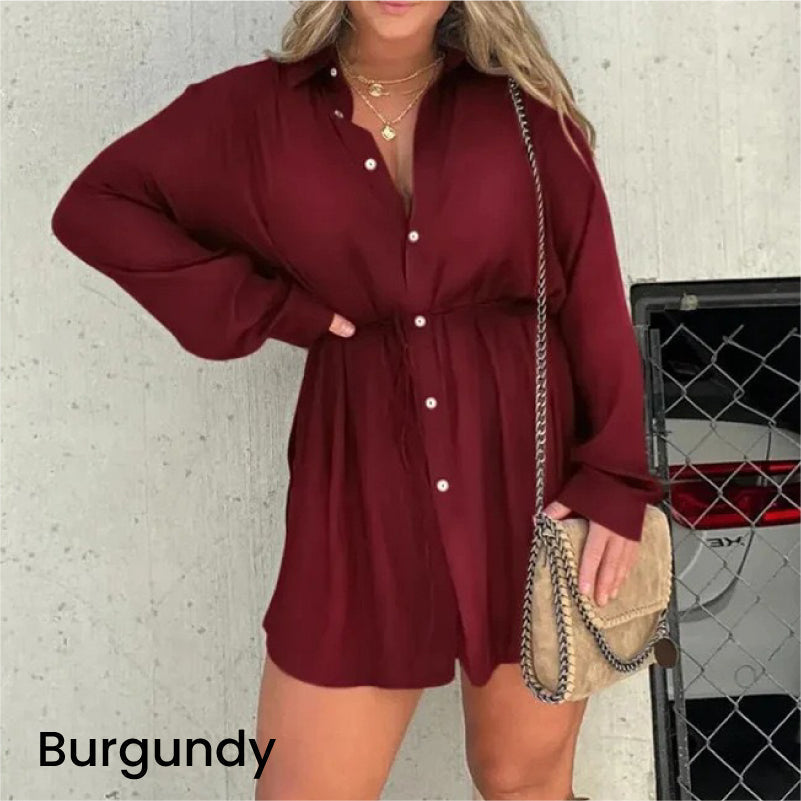 2024 New Year Hot Sale🔥Women's Solid Color Long Sleeve Shirt Suit