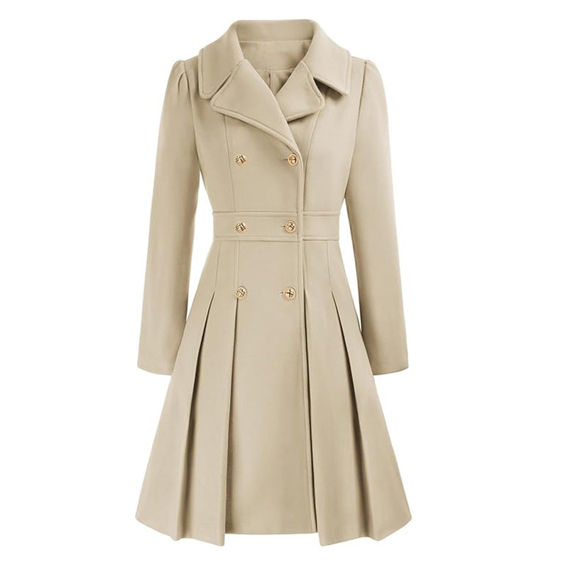 Women's A-line Slim Long Tweed Coat