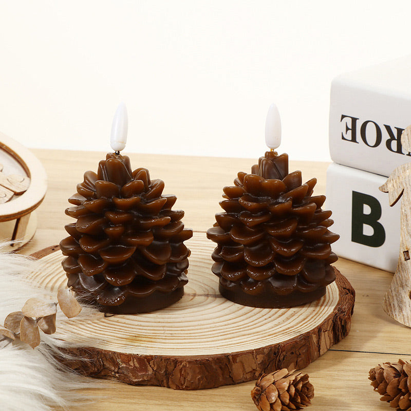 Flameless LED Pine Cone Candles for Holiday Decor