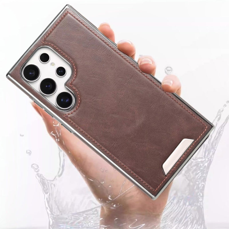 Magnetic Anti-Fall Luxury Faux Leather Phone Case for Samsung