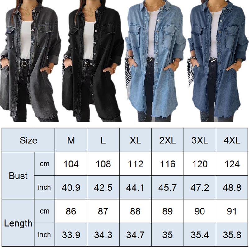 Women’s Faux Denim Comfortable Lapel Coat Shirt