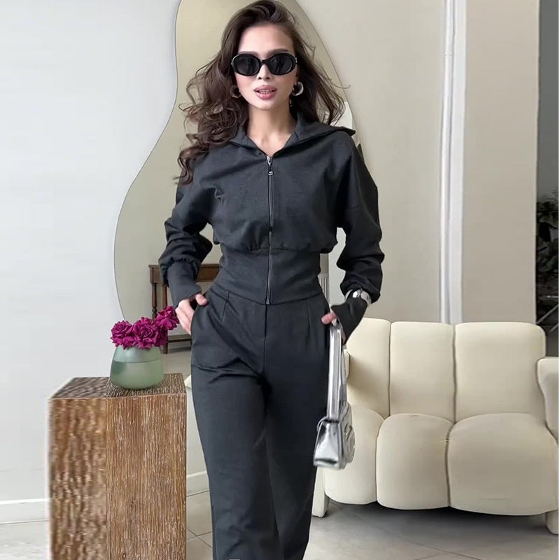 Women's Zipper Top & Pants 2-Piece Set