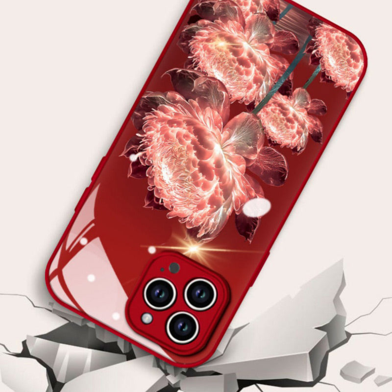 Shockproof Epiphyllum Slim Liquid Glass Phone Case