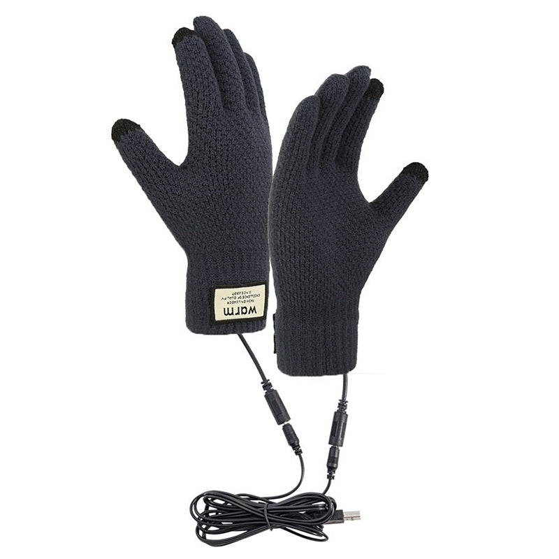 USB Rechargeable Electric Heated Knitted Gloves