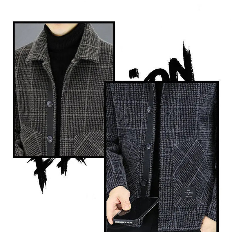 ✨New Arrival✨Men's Fashion Plaid Warm Lapel Jacket（50% OFF）