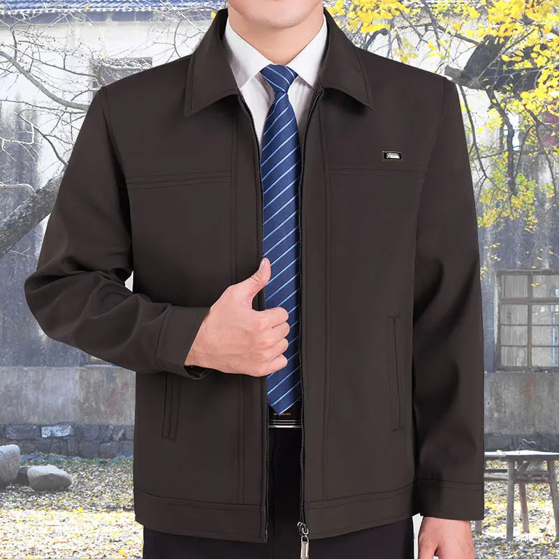 Men's Casual Laydown Collar Jacket with Pockets