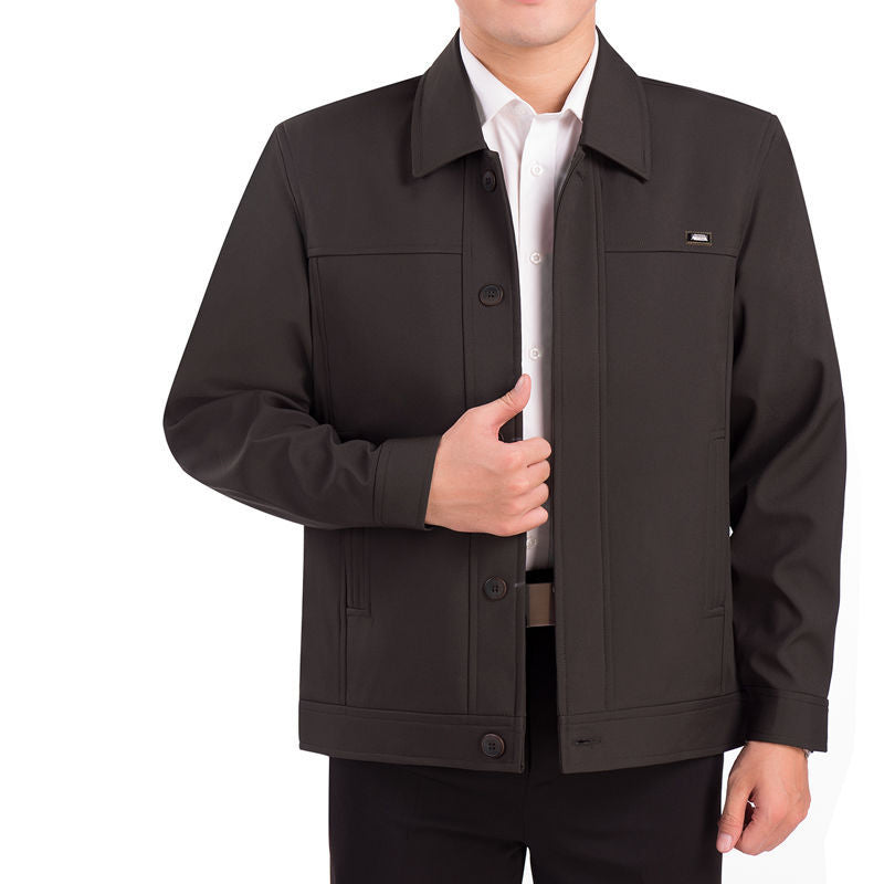 Men's Casual Laydown Collar Jacket with Pockets