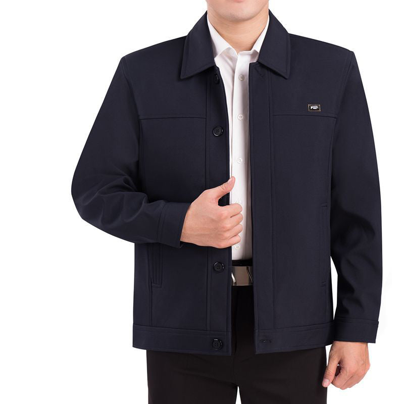 Men's Casual Laydown Collar Jacket with Pockets