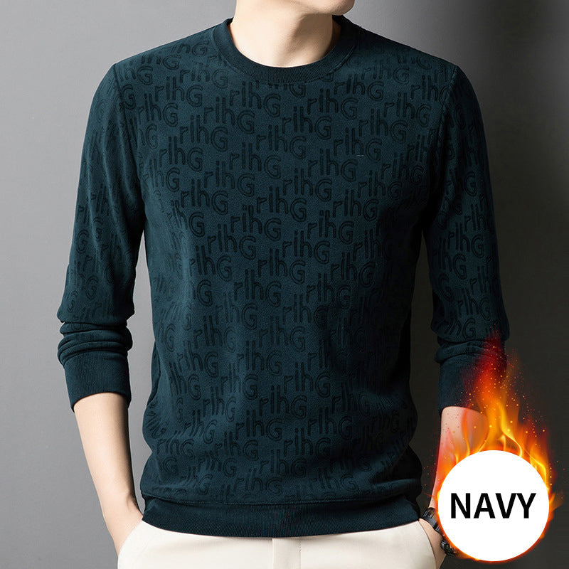 Men's Thickened Round Neck Fashion Jacquard Sweater