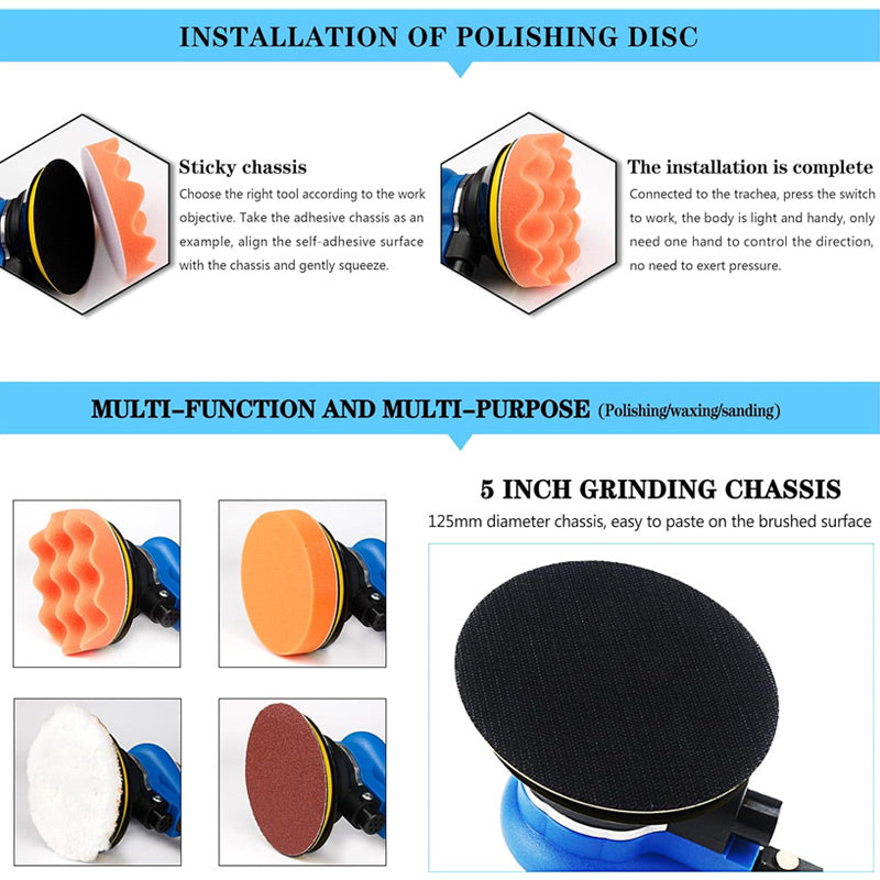 Professional Pneumatic Orbital Polisher Grinding & Sanding Machine