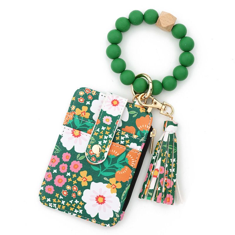 Women’s Boho Style Card Bag with Beaded Bracelet & Tassel Keychain