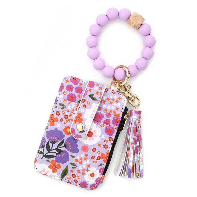 Women’s Boho Style Card Bag with Beaded Bracelet & Tassel Keychain