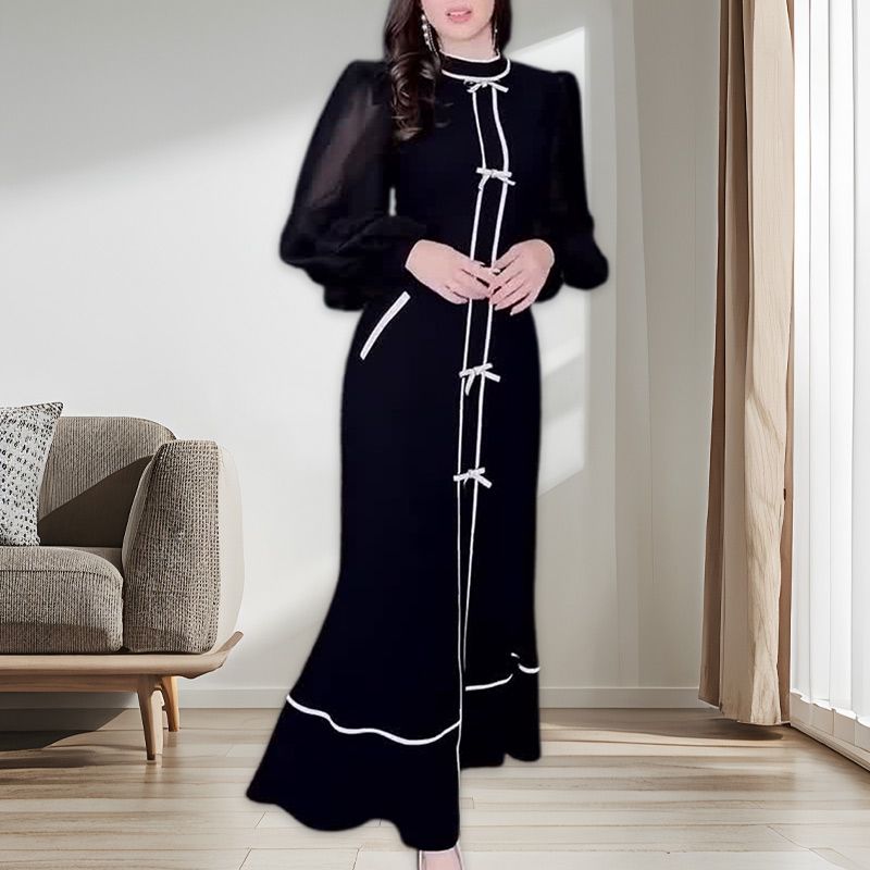 🎉🎉Christmas Sale 🎄❄️ Women’s Temperament Half-turtleneck Maxi Dress with Pockets‼️