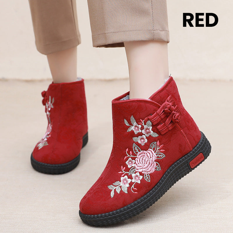 Women's Padded Warm Embroidered Snow Boots