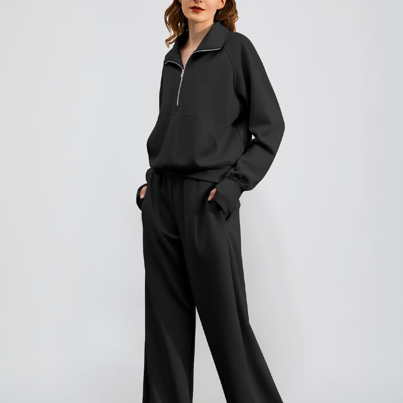 ✨Special Sale 50%OFF🔥 Women’s High-Neck Zip-Up Pullover and Wide-Leg Pants Set