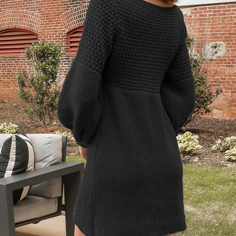 Casual Long Sleeve A-Line Knit Sweater Dress