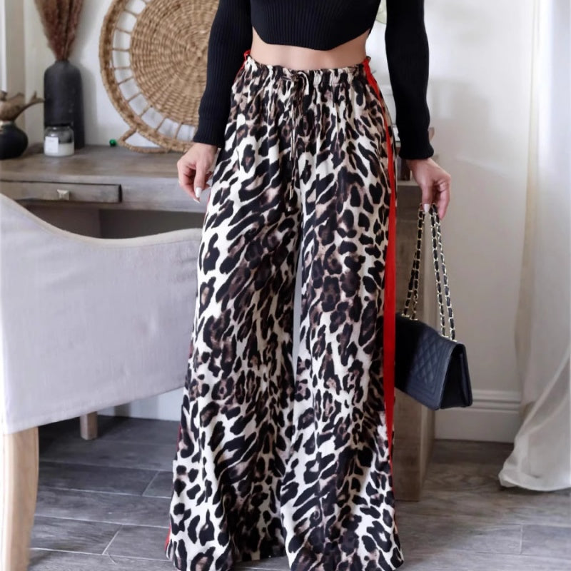 🎉Happy New Year! 50% OFF 🛍️Women's Leopard Print Patchwork Wide Leg Pants