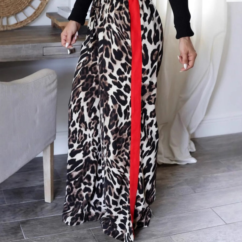 🎉Happy New Year! 50% OFF 🛍️Women's Leopard Print Patchwork Wide Leg Pants