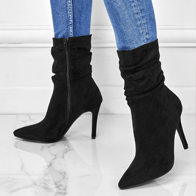 Women's Pointed Toe High Heel Short Boots