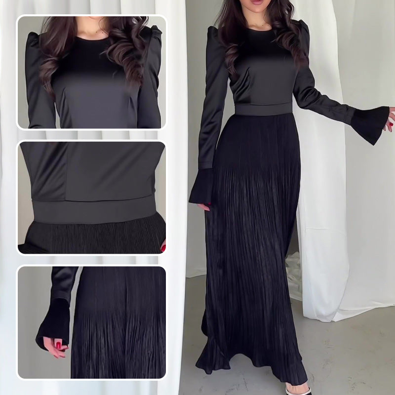 Women's Waist Slimming Long Sleeve Hem Dress