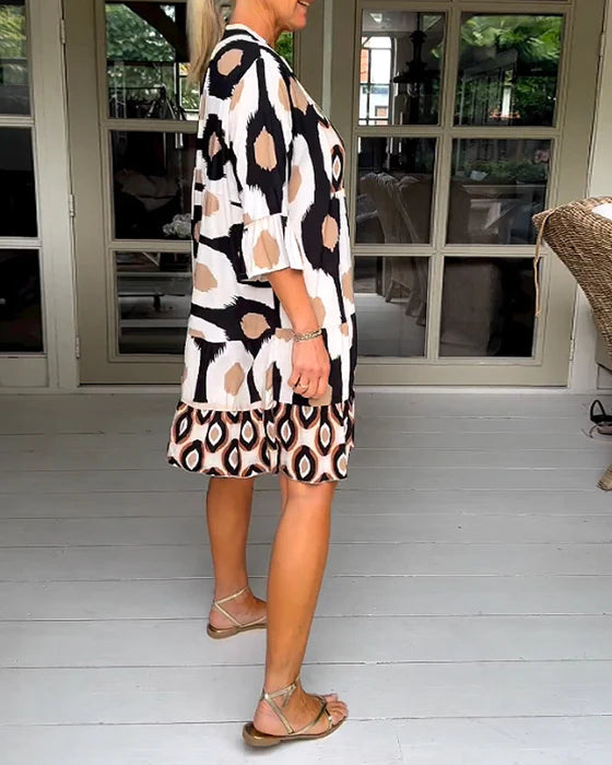 Spotted Print Pleated Dress