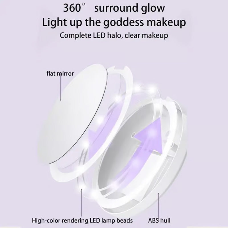 4-in-1 LED Lighted Mirror with Power Bank & Hand Warmer