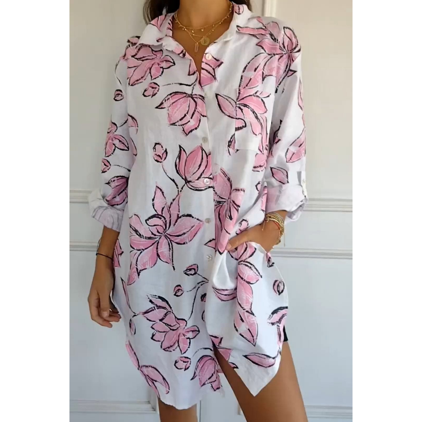 Women's Summer Printed Shirt Dress