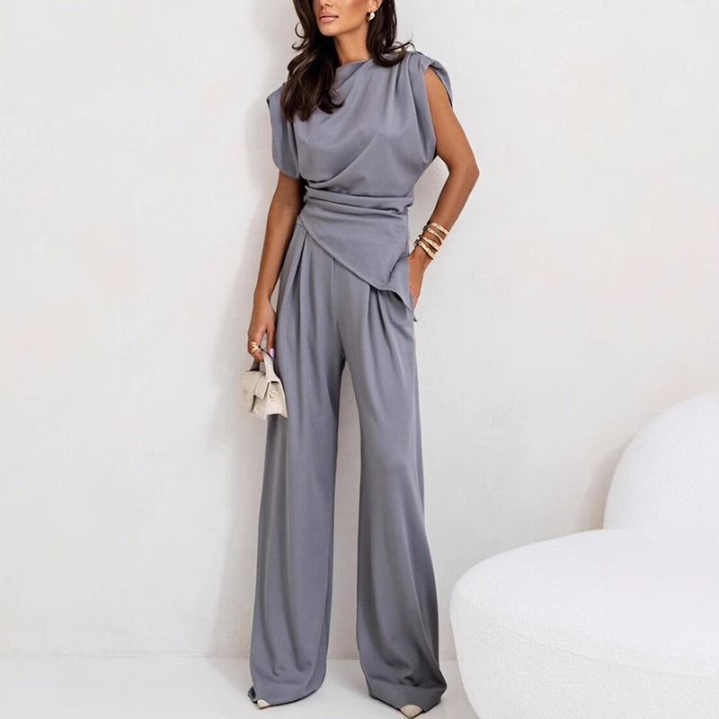 Women’s Elegant Solid Color Two-Piece Set