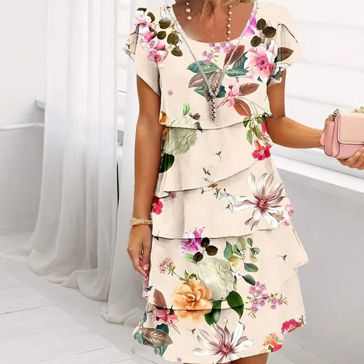 🔥HOT SALE 50% OFF🔥🌸Spring Specials🌸Multi-plant Floral Print Cascade Dress