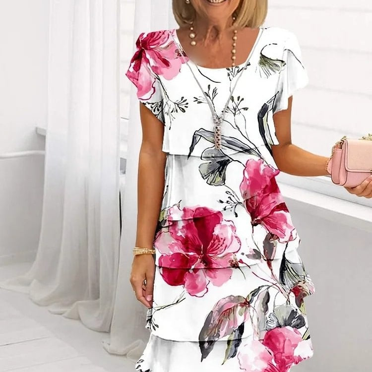 🔥HOT SALE 50% OFF🔥🌸Spring Specials🌸Multi-plant Floral Print Cascade Dress